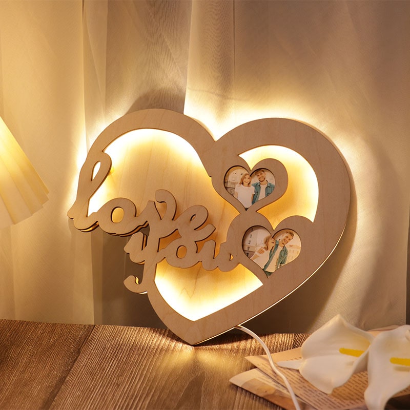 lampe coeur en bois sur mesure